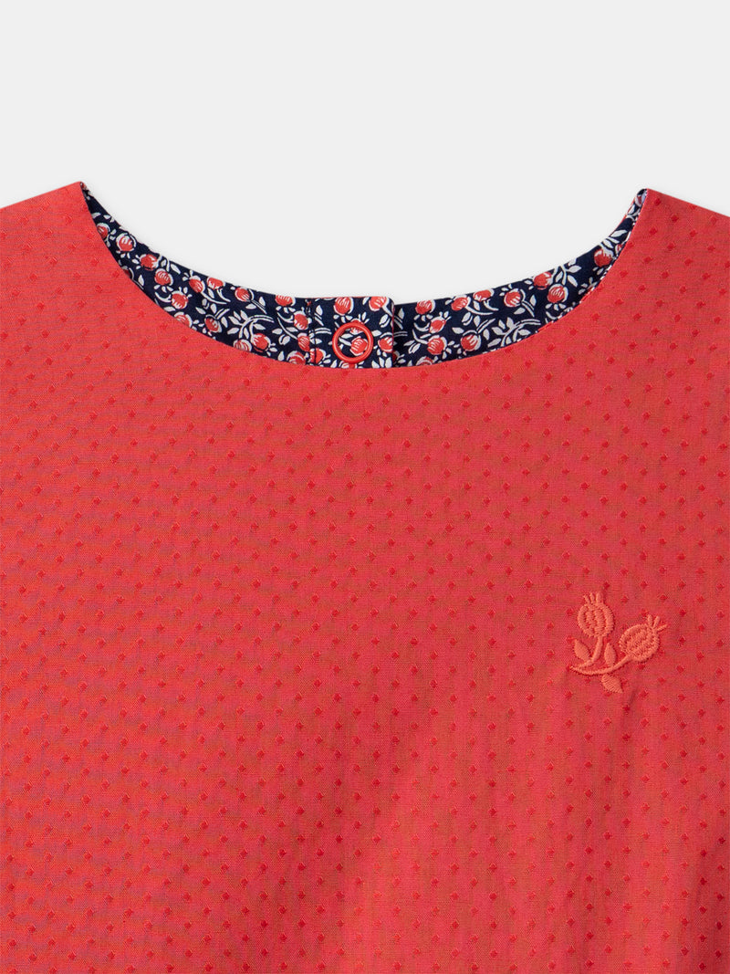 Vestido Reversible Rojo o con Estampado Floral para Niña