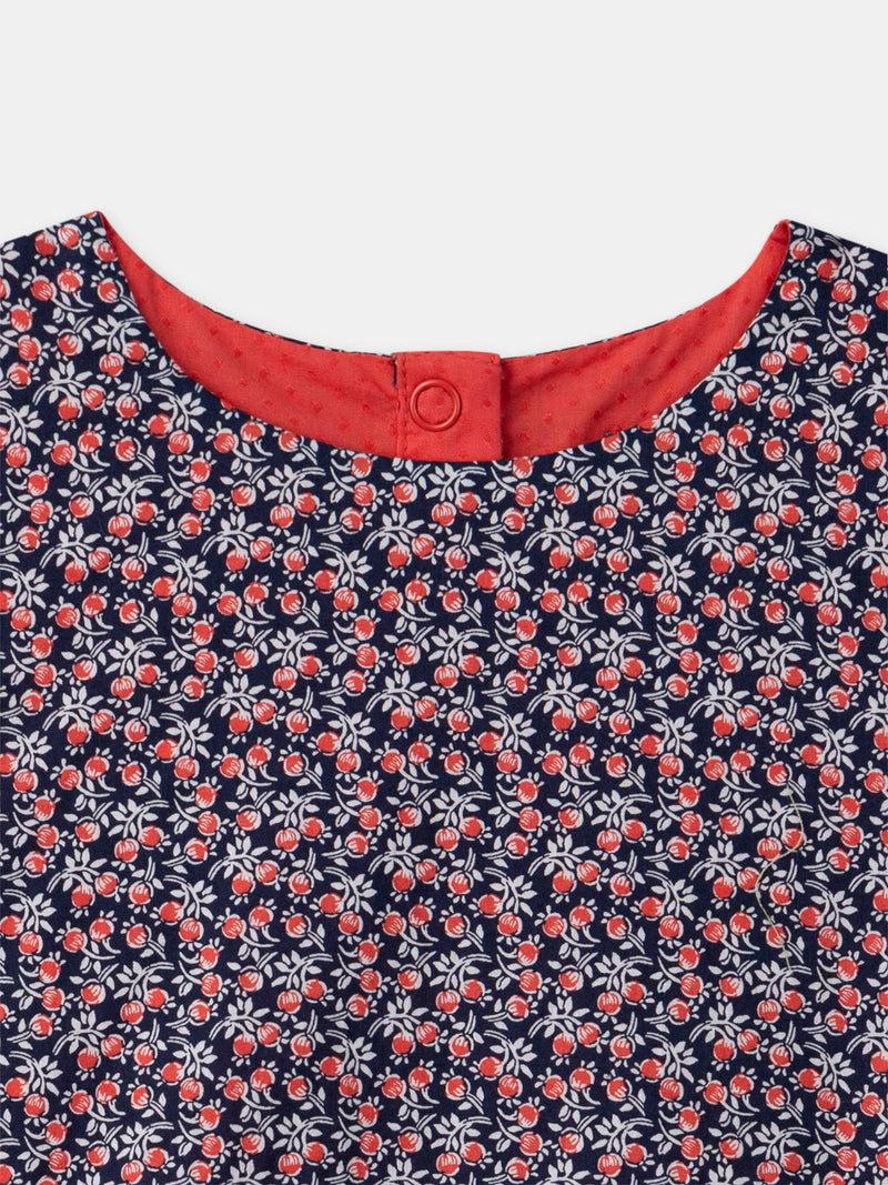 Vestido Reversible Rojo o con Estampado Floral para Niña