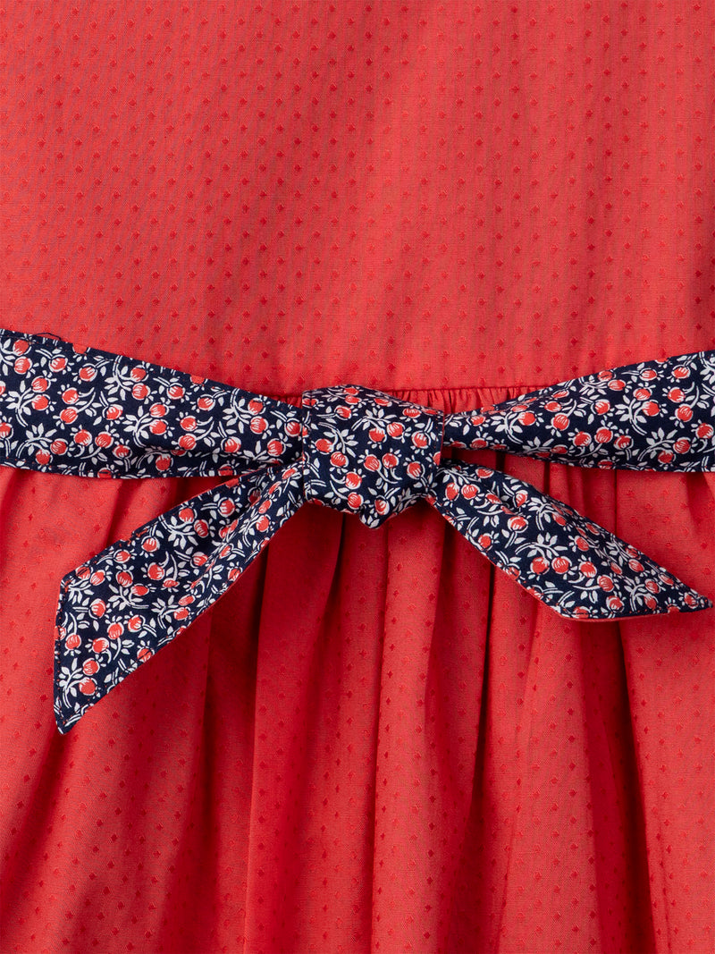 Vestido Reversible Rojo o con Estampado Floral para Niña