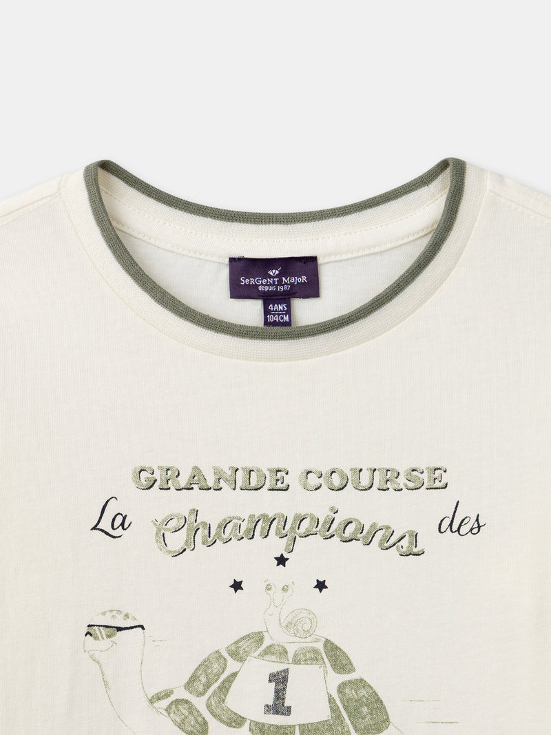 Camiseta de manga larga en crudo para niño