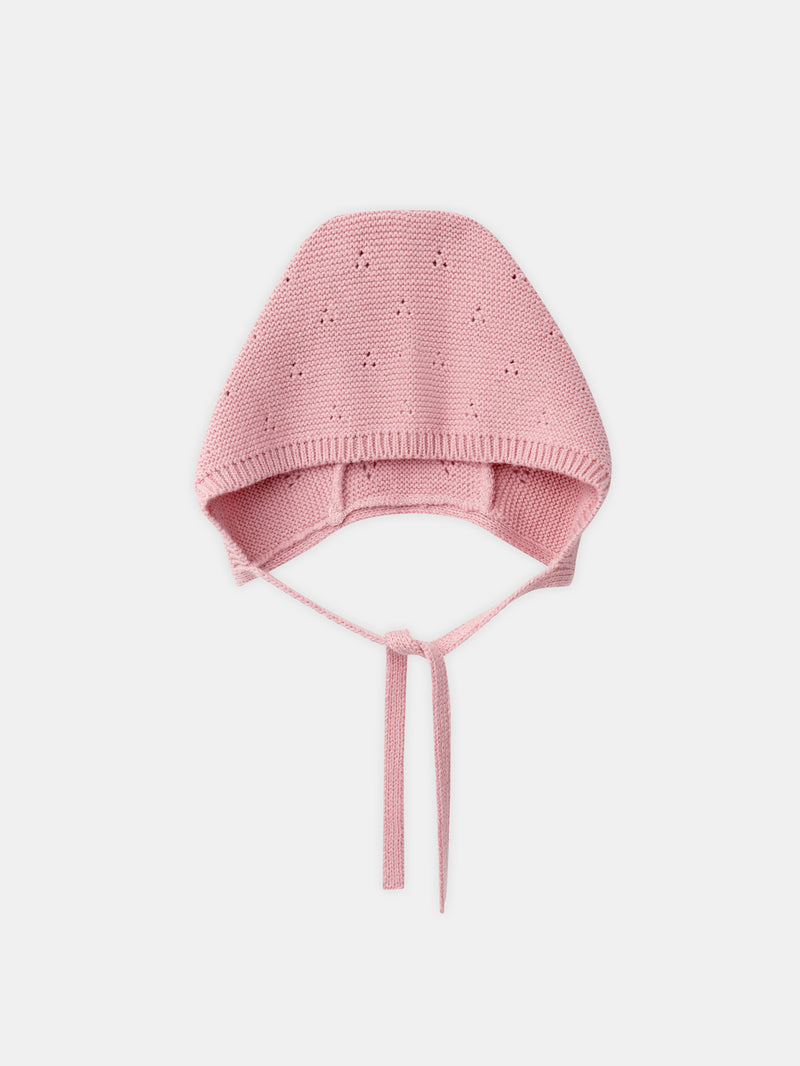 Gorro rosa para recién nacida