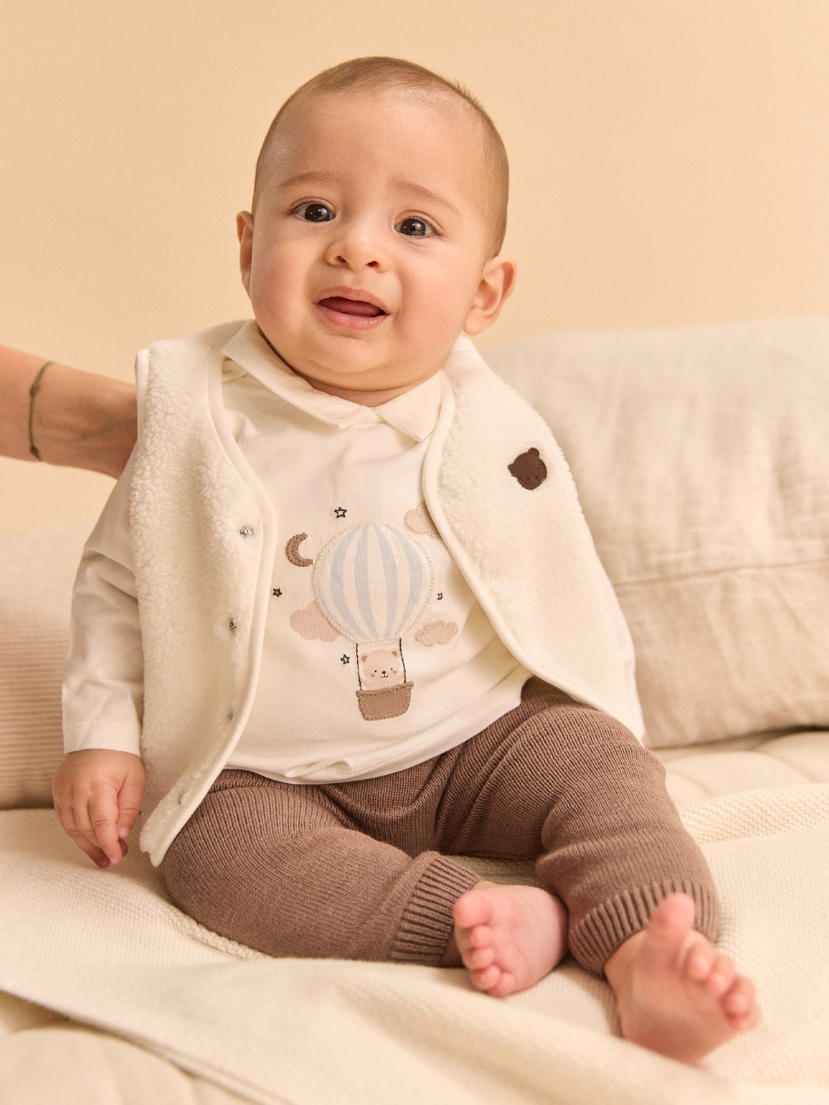 Conjunto chaleco + cuerpo camiseta + pantalón Nacimiento Chico