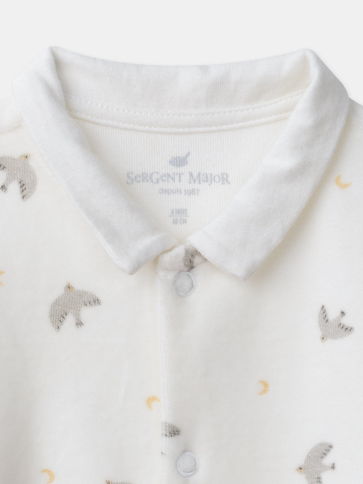 Pijama + gorra ecru impresa con pájaros y lunas Nacimiento Mixto