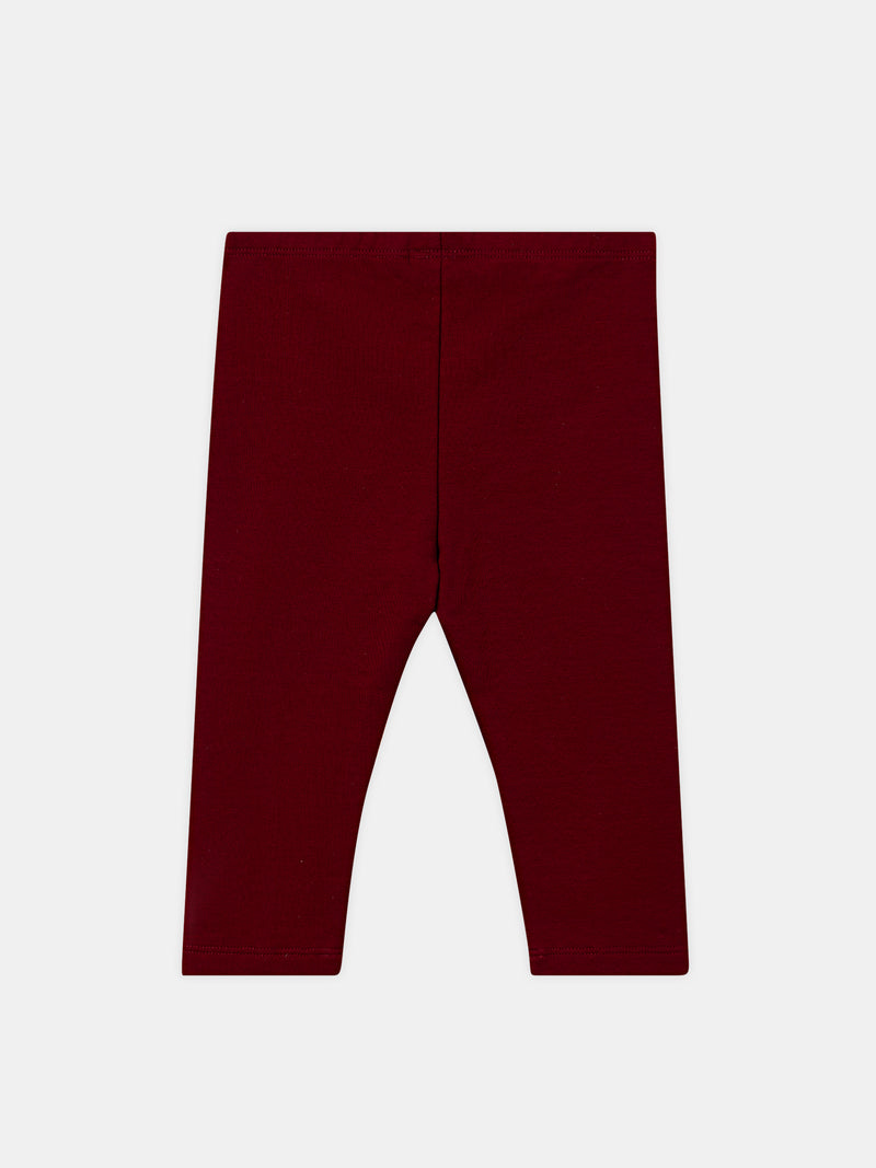 Leggings burdeos con cintura elástica para niña