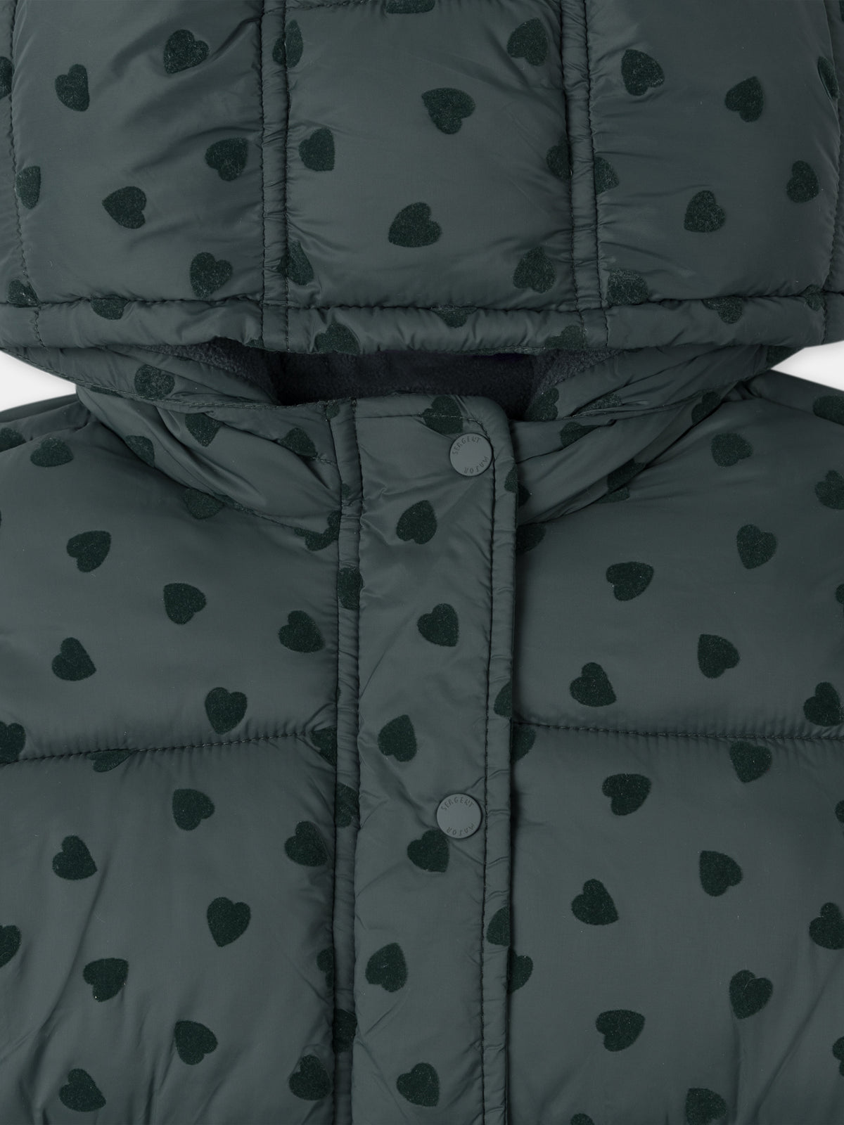 Doudoune verde oscuro con estampado de corazón Bebé Chica