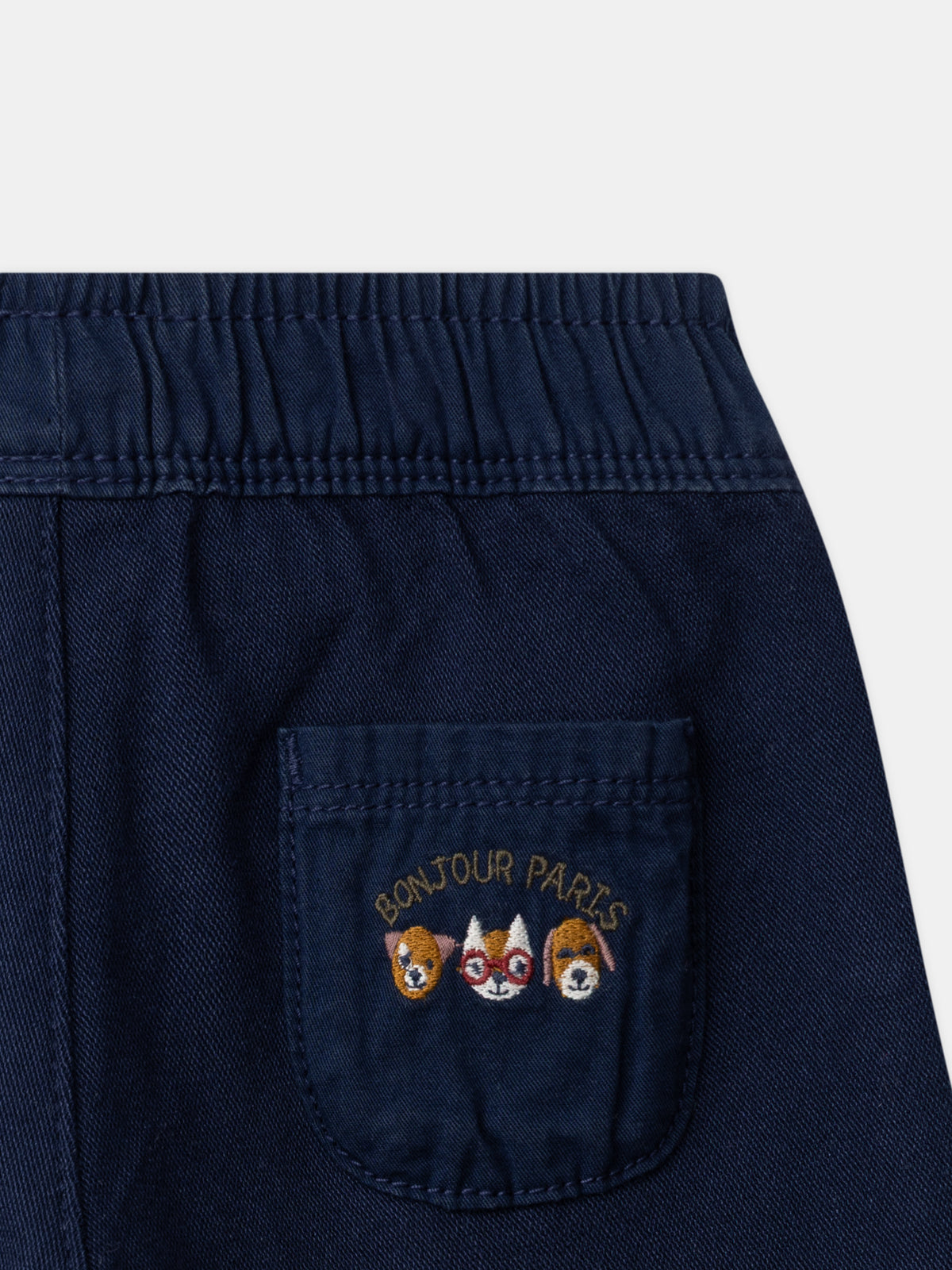 Pantalon bleu marine à broderie animaux Bébé Garçon