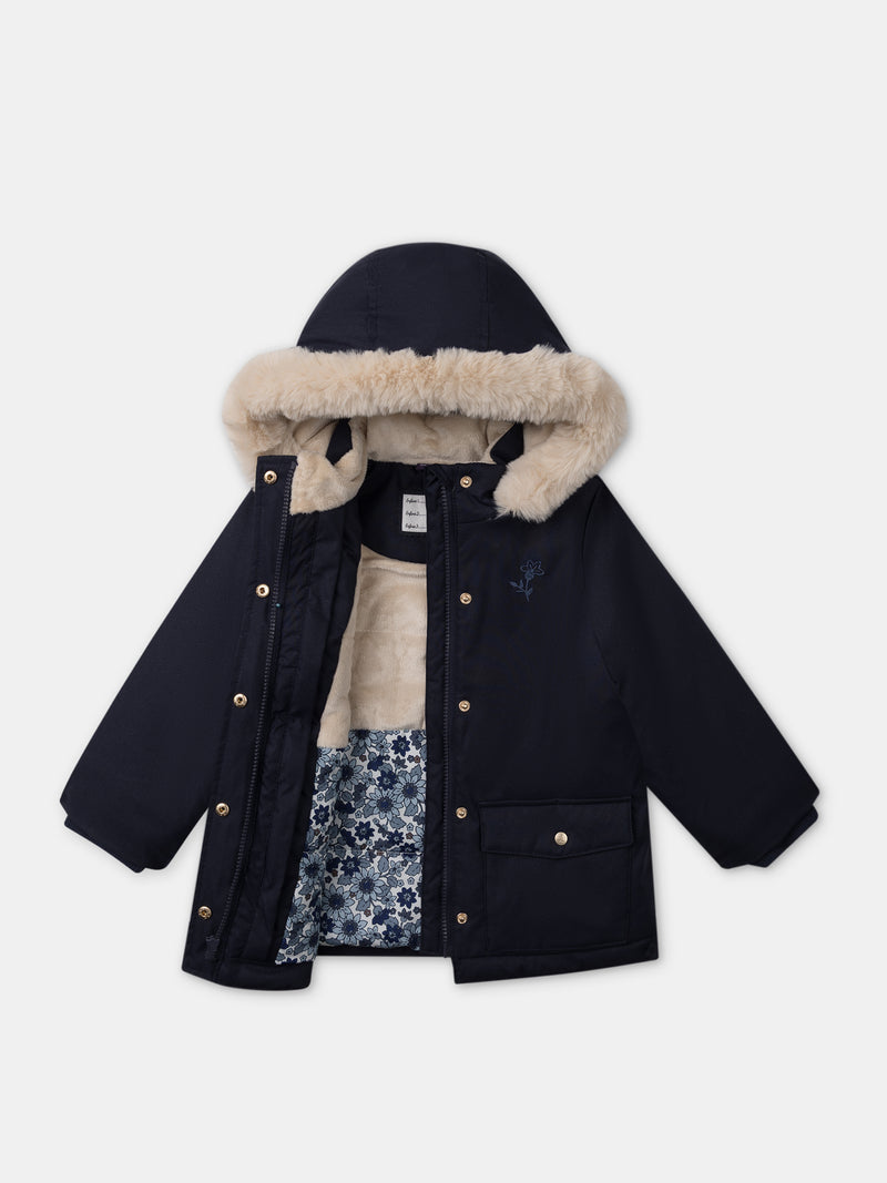 Parka 3 en 1 azul marino brillante para chicas