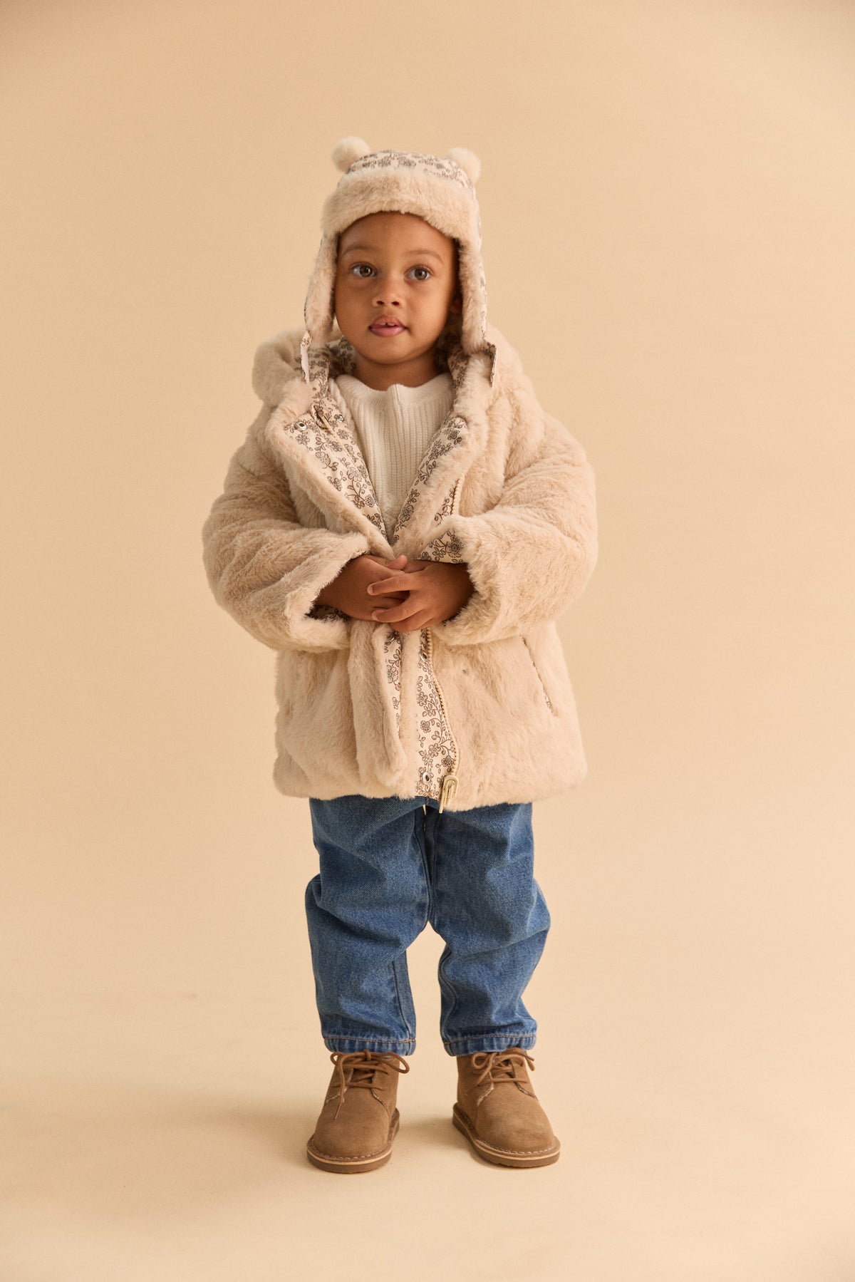Gorro-de-pompón-imprimido-floral-Bebé-Chica