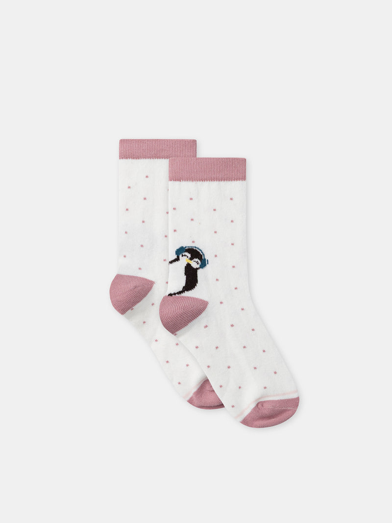 Pack de 5 calcetines rosas pingüinos Chica