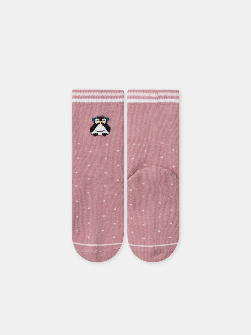 Pack de 5 calcetines rosas pingüinos Chica