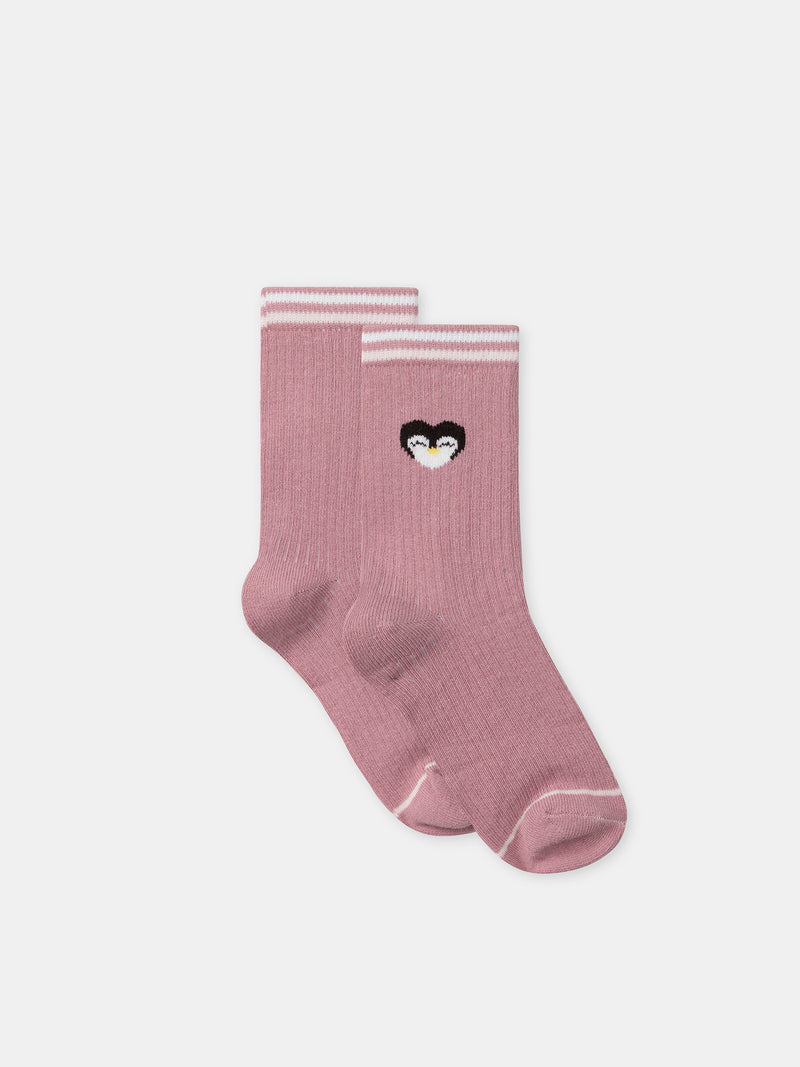 Pack de 5 calcetines rosas pingüinos Chica