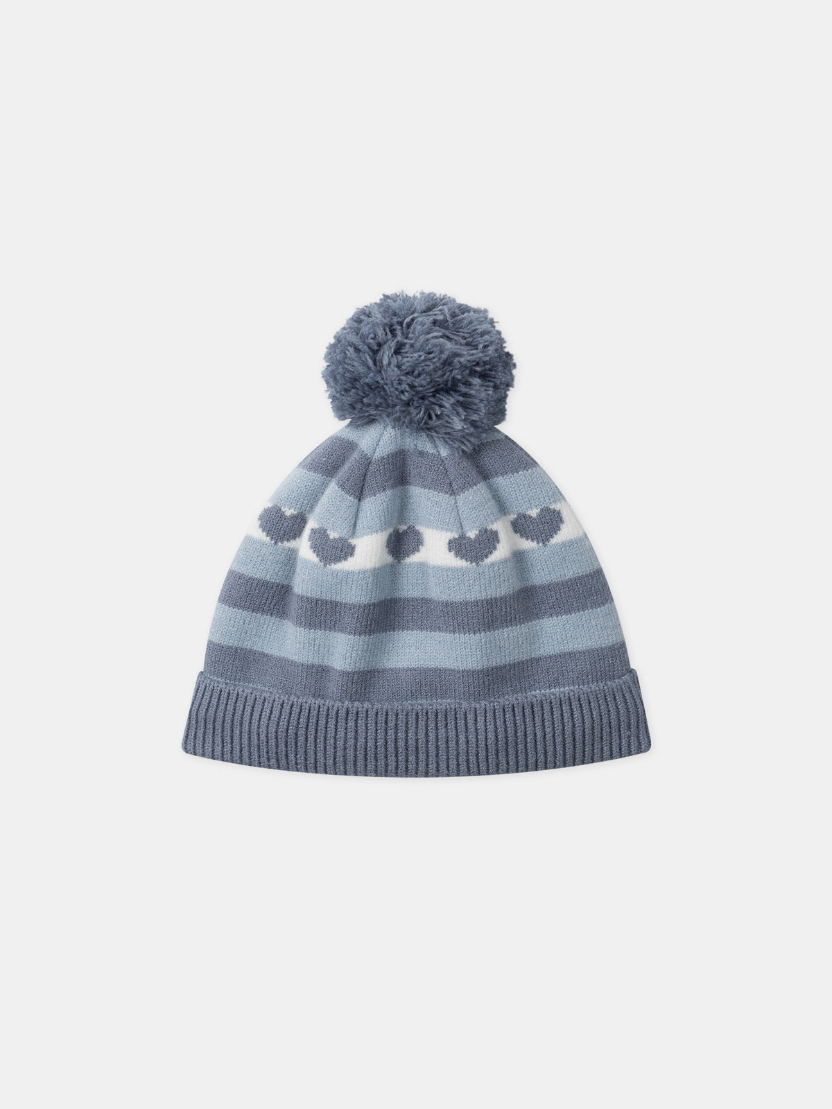 Gorro a rayas azules con pompón para Chica