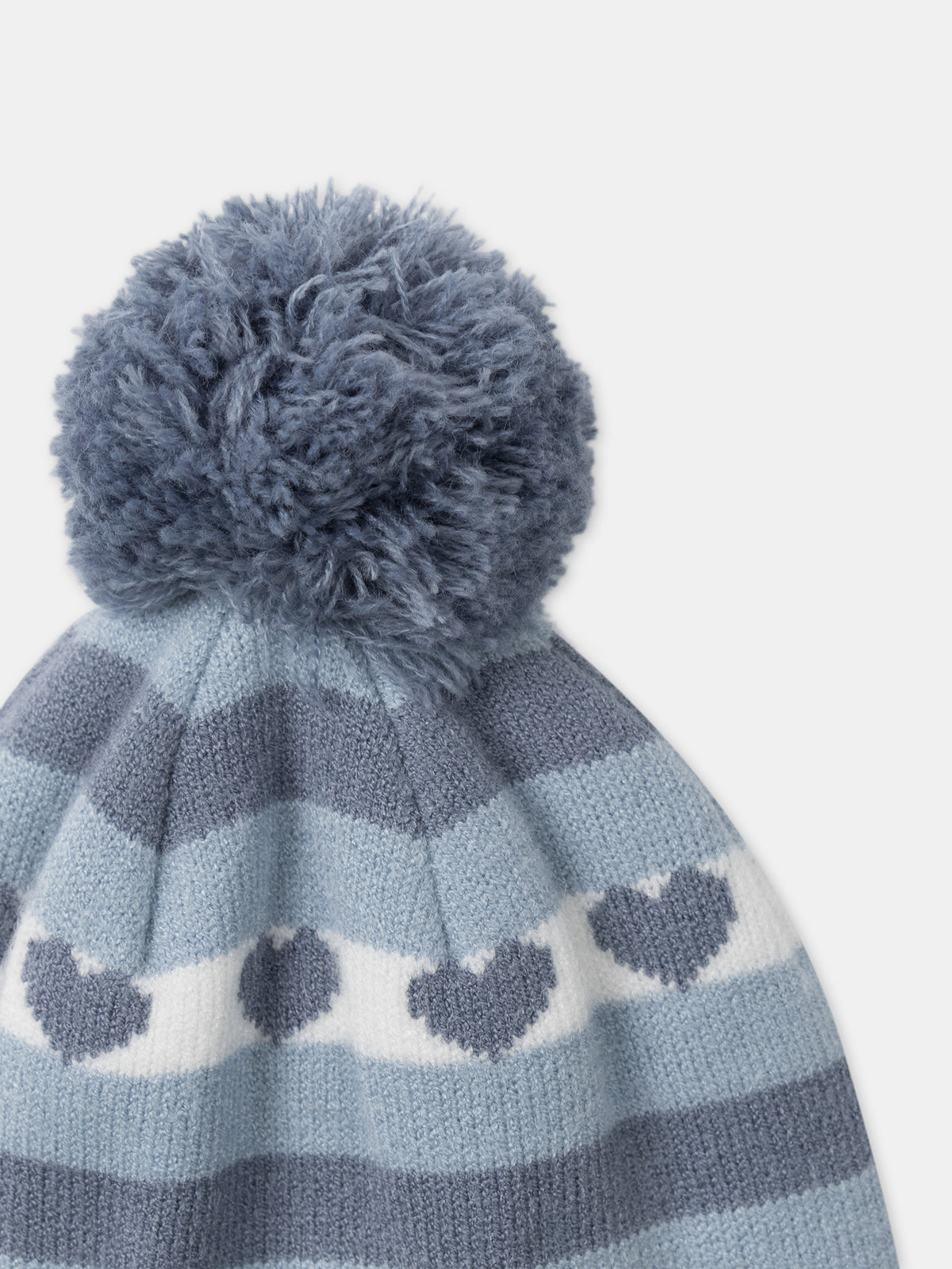 Gorro a rayas azules con pompón para Chica