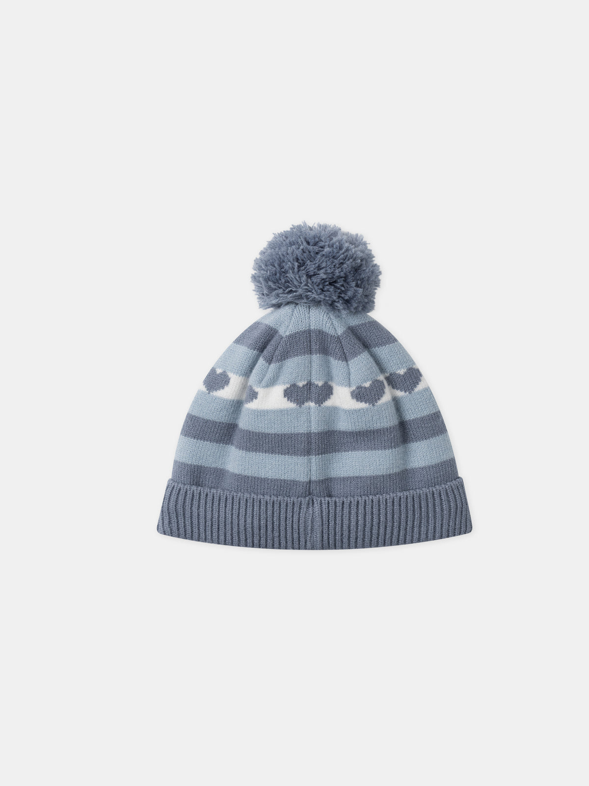 Gorro a rayas azules con pompón para Chica