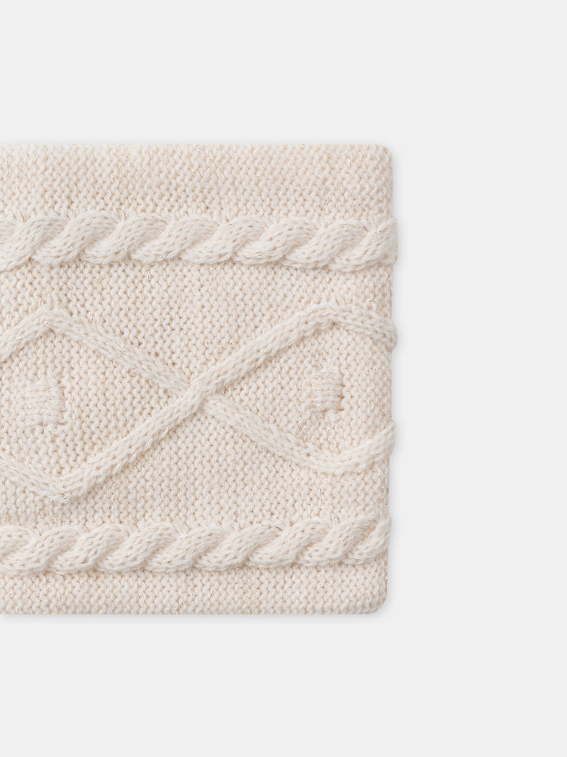 Snood crema rizado con hilo dorado para Chicas