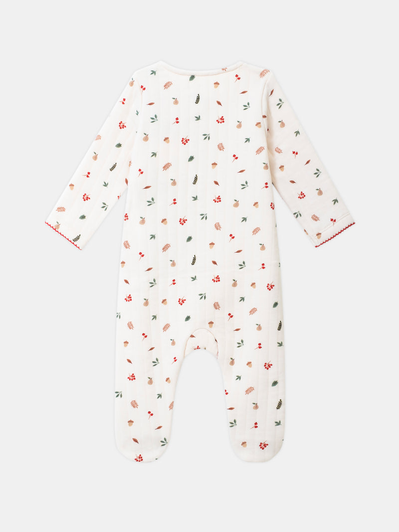 Mameluco de Vainilla con Estampado de Hojas y Frutas para Bebé Niña