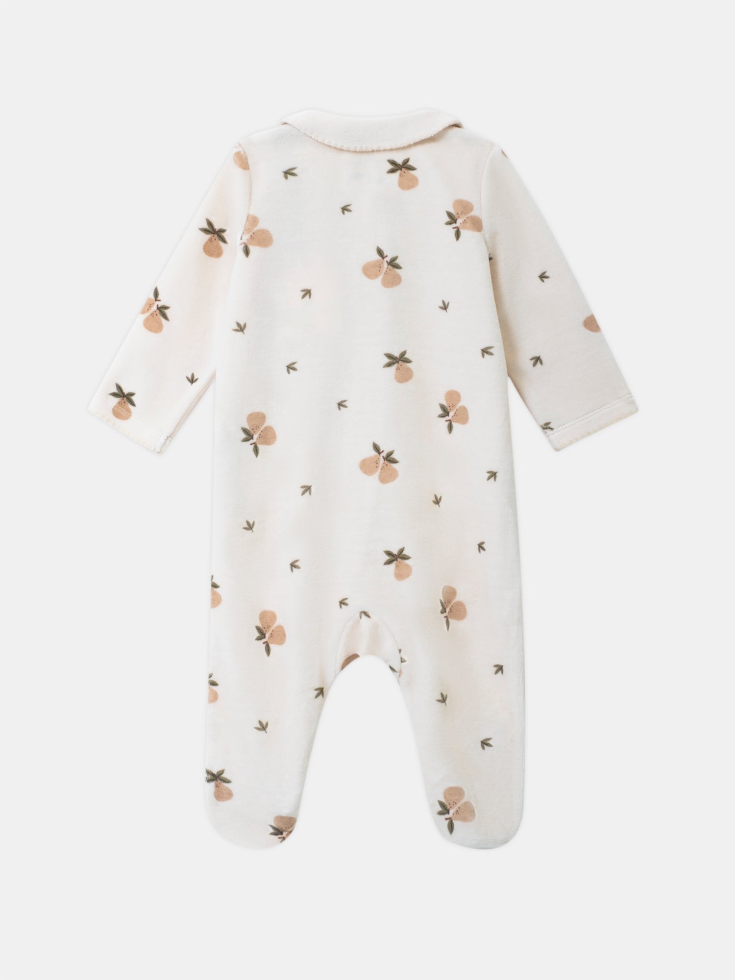 Pijama de Terciopelo Vainilla con Impresión de Peras Bebé Chica