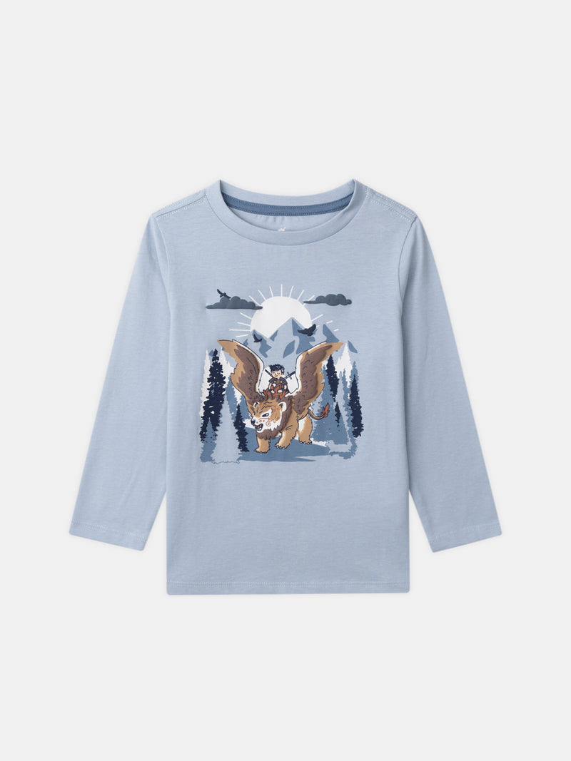 Pijamas azul cielo y marino con estampado de grifón Chico