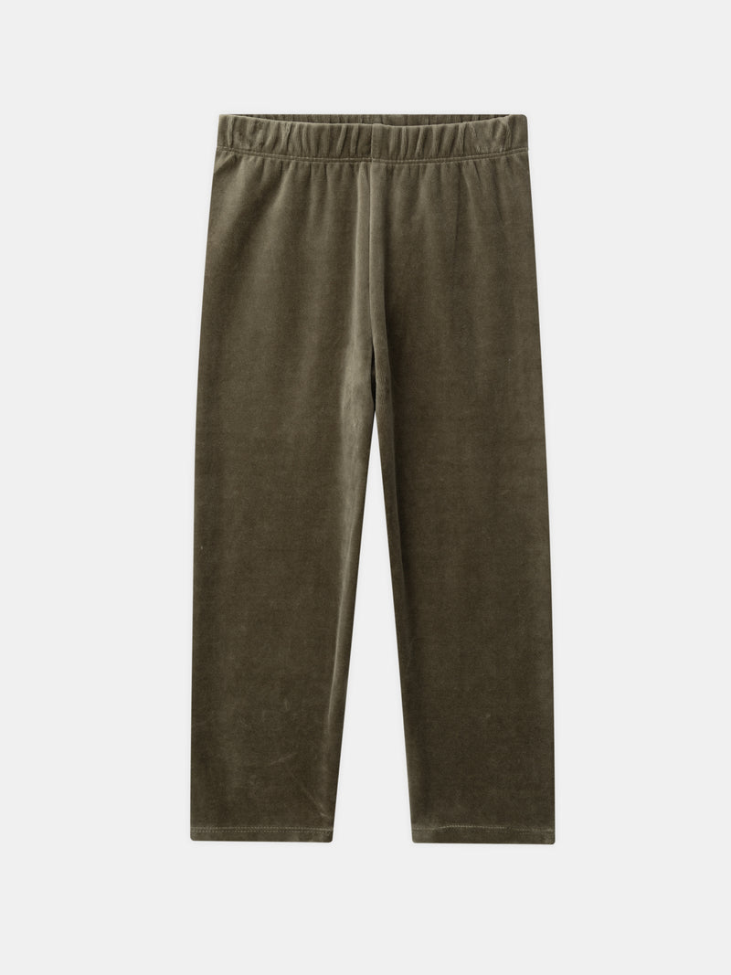 Pijamas de terciopelo en ecru y kaki con estampado de dragón para niños