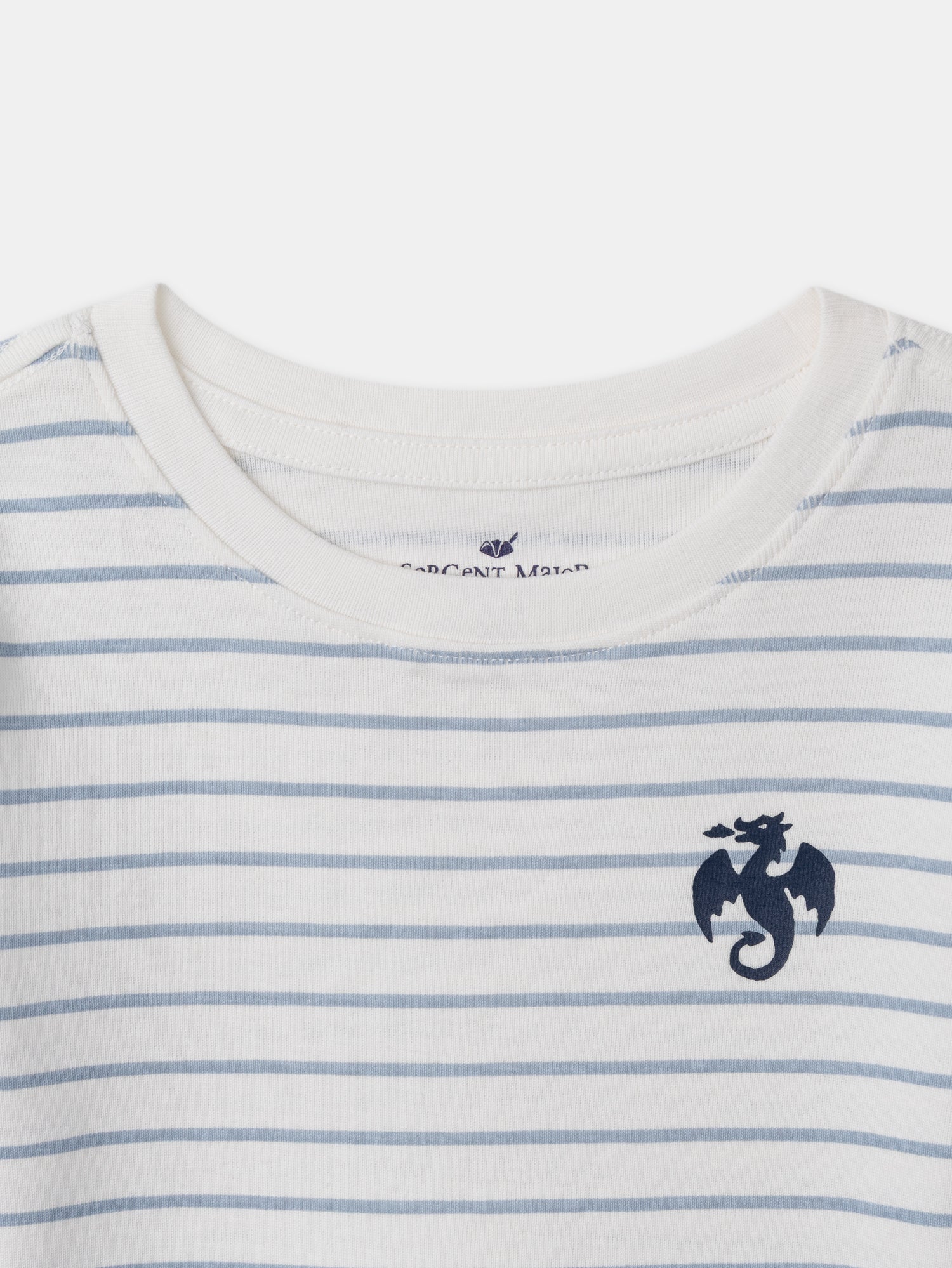 Lote de 2 camisetas ecru con impresión de dragón o rayas azules para niño