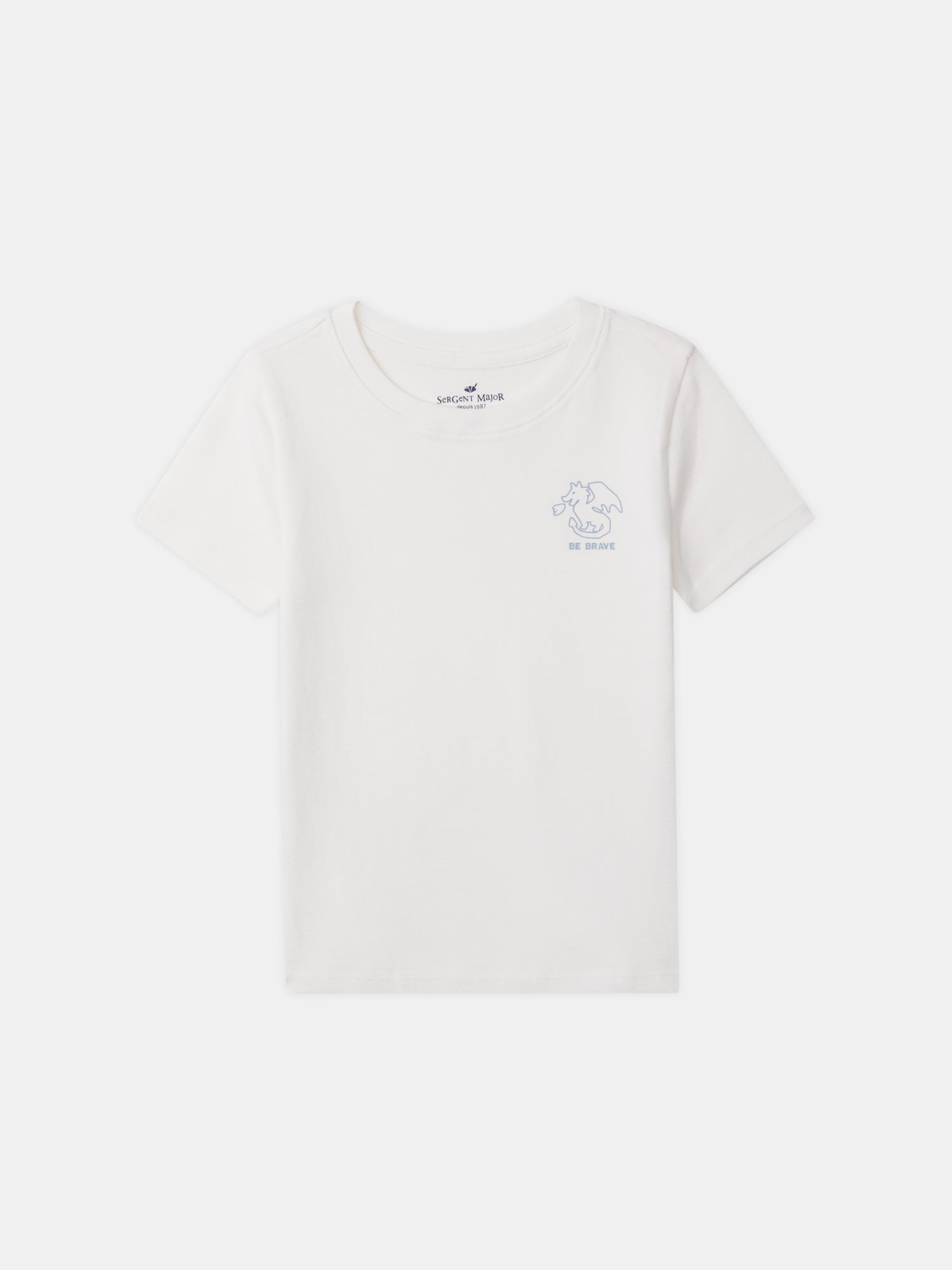 Lote de 2 camisetas ecru con impresión de dragón o rayas azules para niño