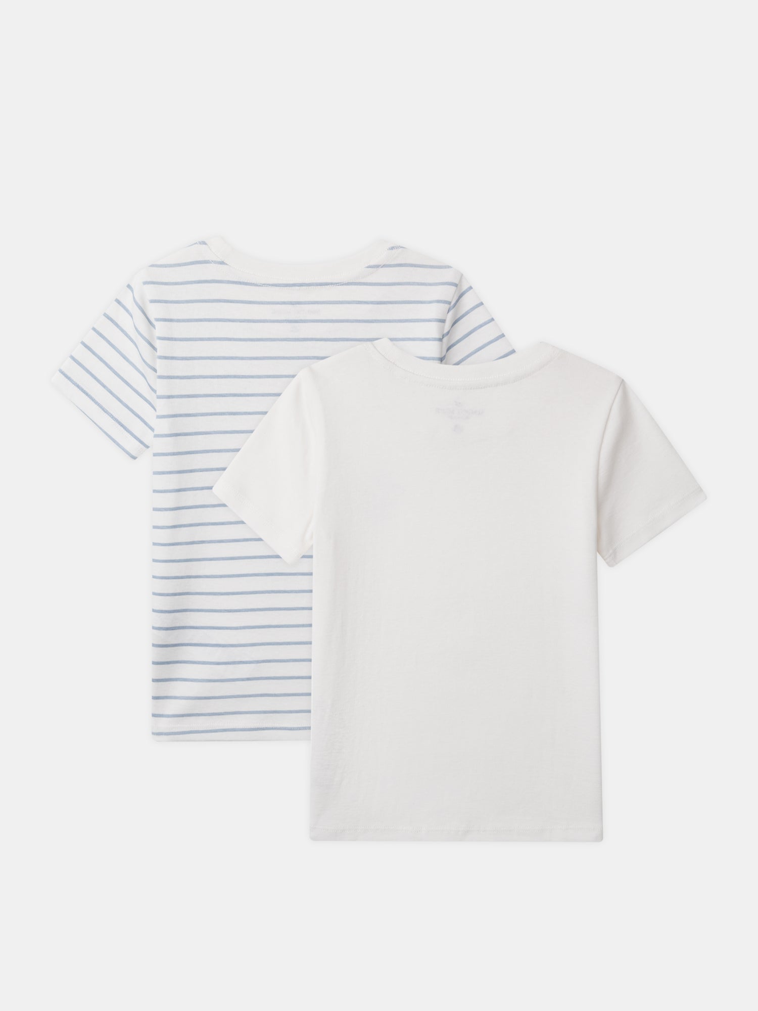 Lote de 2 camisetas ecru con impresión de dragón o rayas azules para niño