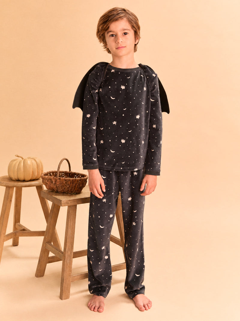 Pyjama d'Halloween noir + ailes de chauve-souris Garçon