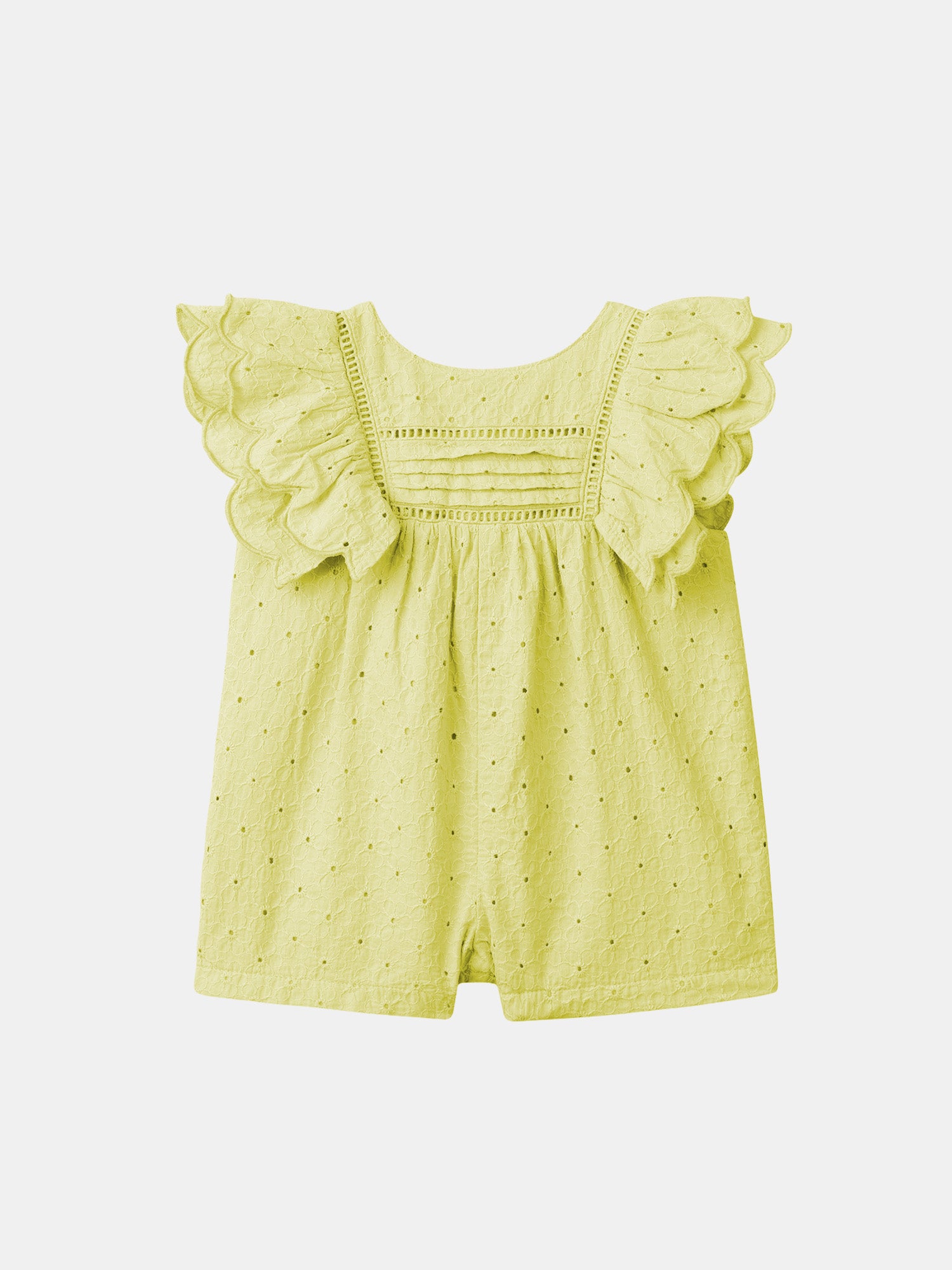 Mono amarillo con brodería floral Bebé Chica