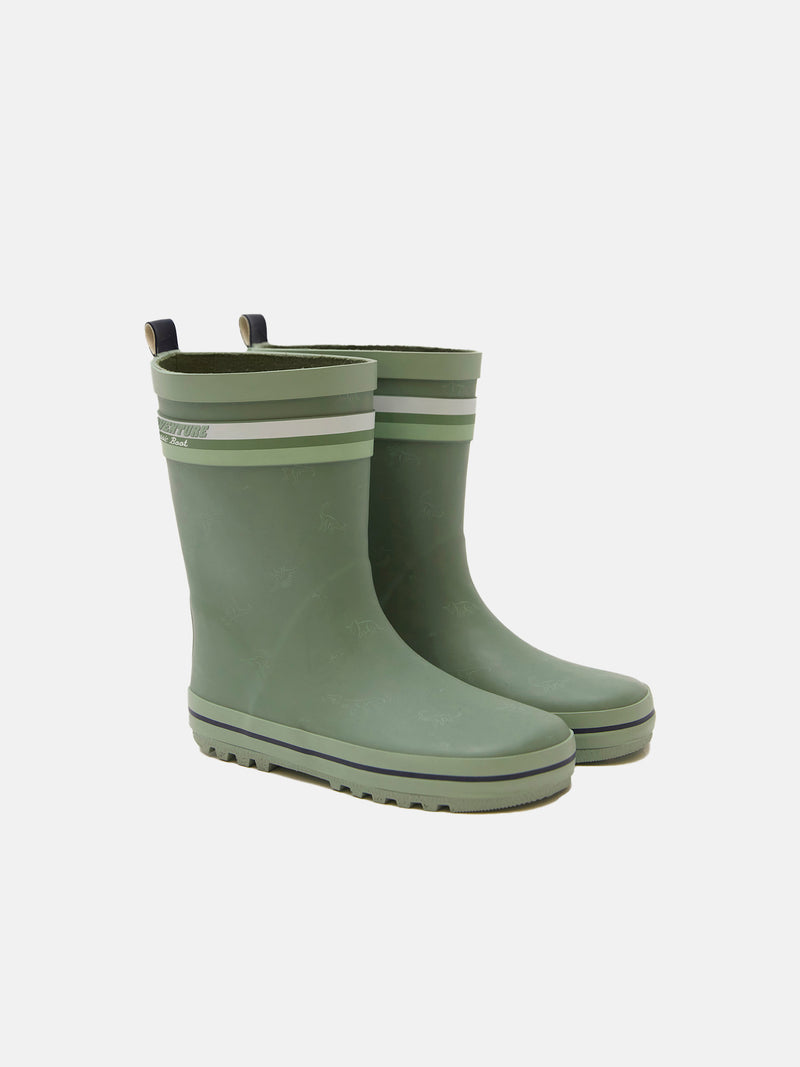 Botas de agua verdes con estampado de dinosaurios para niños