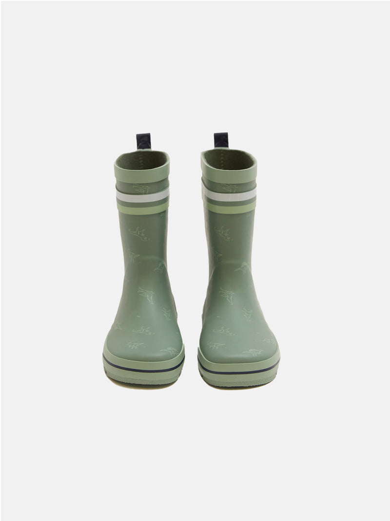 Botas de agua verdes con estampado de dinosaurios para niños