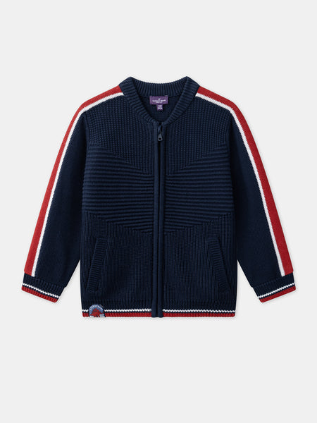 Gilet Bébé Sergent Major - Bleu Nuit, Manches Longues, Taille 9 Mois - Vêtement Chaud Enfant