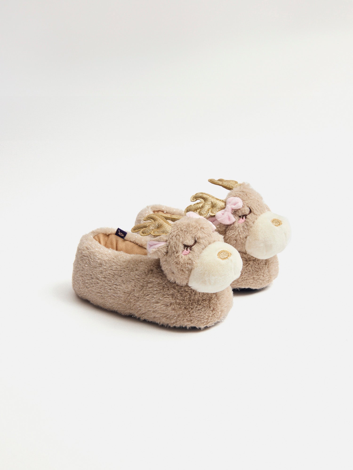 Chaussons marron tête de renne Fille