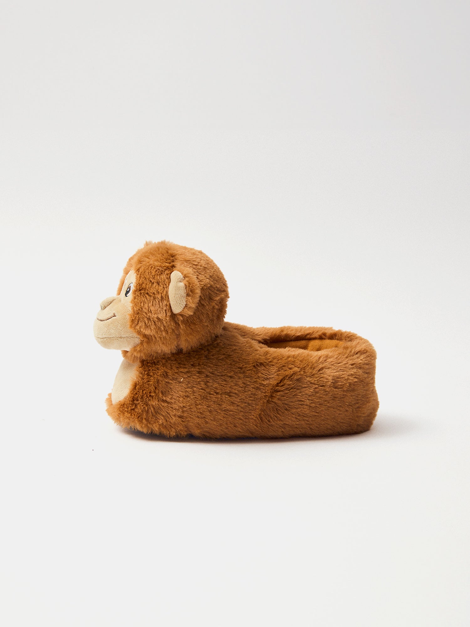 Pantuflas marrones con cara de mono para niño