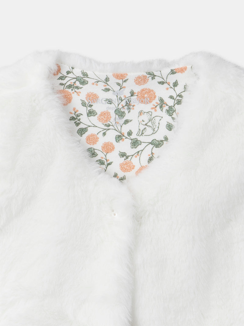 Ensemble robe imprimé fleuri + gilet + collant Naissance Fille
