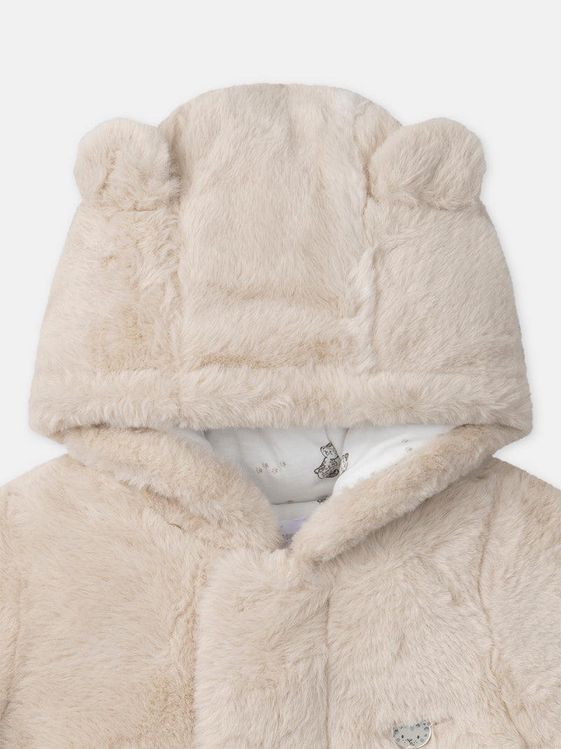 Traje Piloto Beige de Piel Sintética para Recién Nacidos Unisex