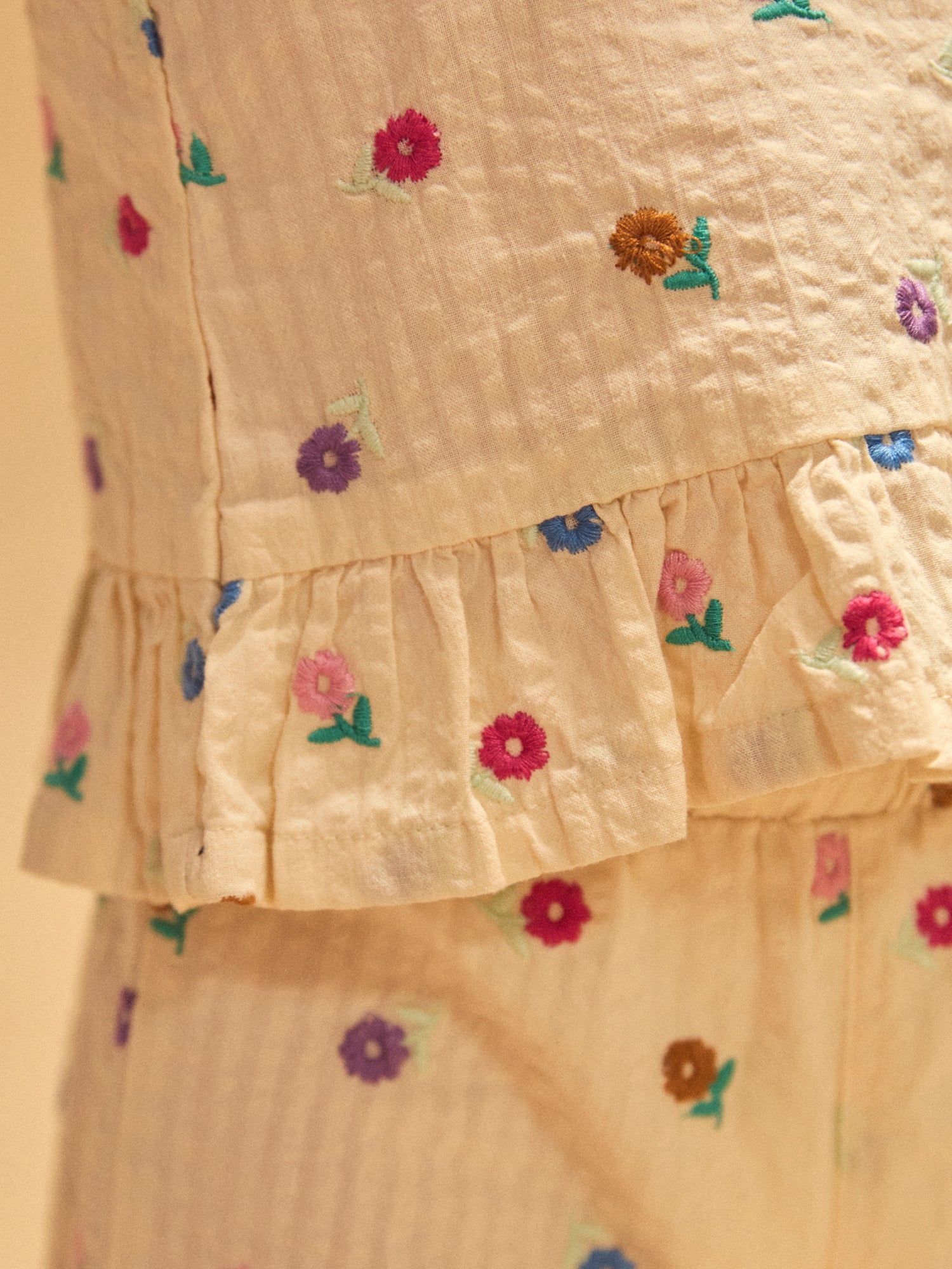 Blouse écrue à broderies fleuries Bébé Fille