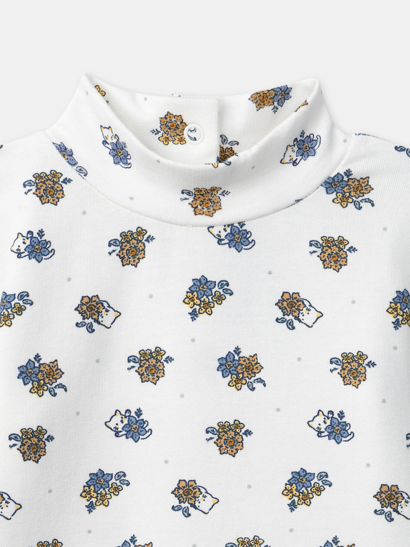Cuerpo blanco con estampado floral y cuello de bebé para niñas