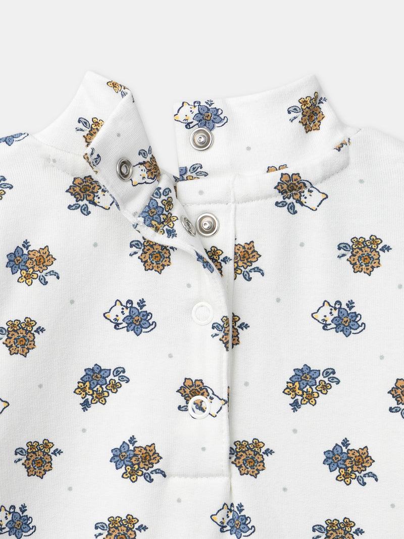 Cuerpo blanco con estampado floral y cuello de bebé para niñas