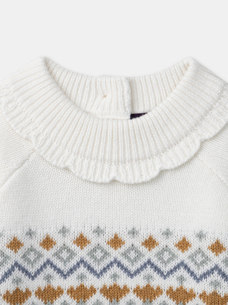 Suéter blanco de jacquard para niña