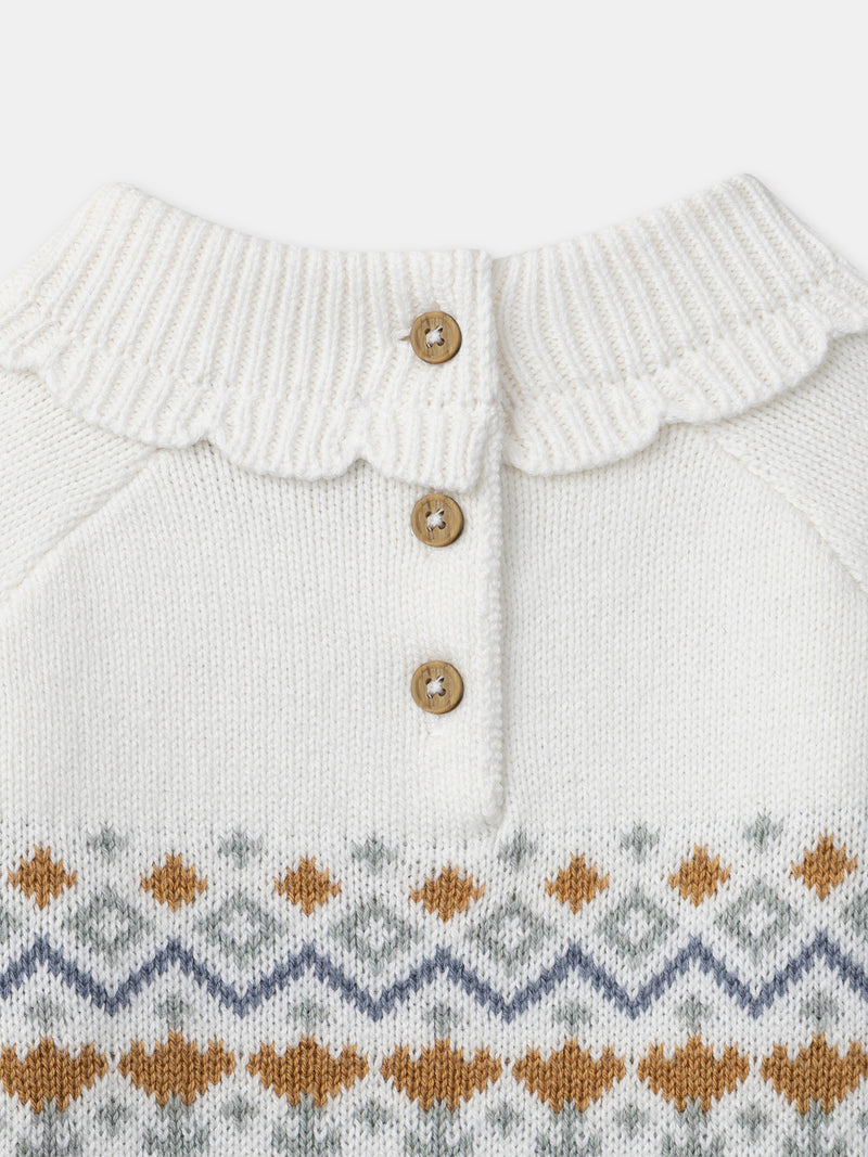 Suéter blanco de jacquard para niña