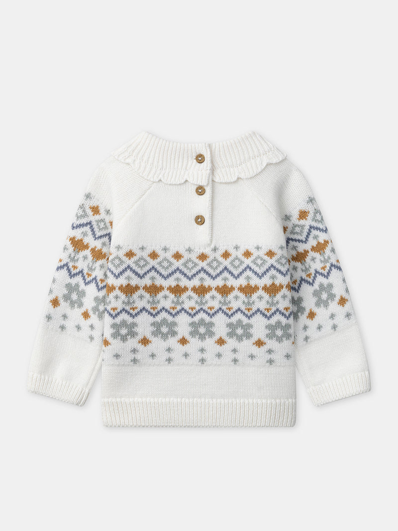 Suéter blanco de jacquard para niña