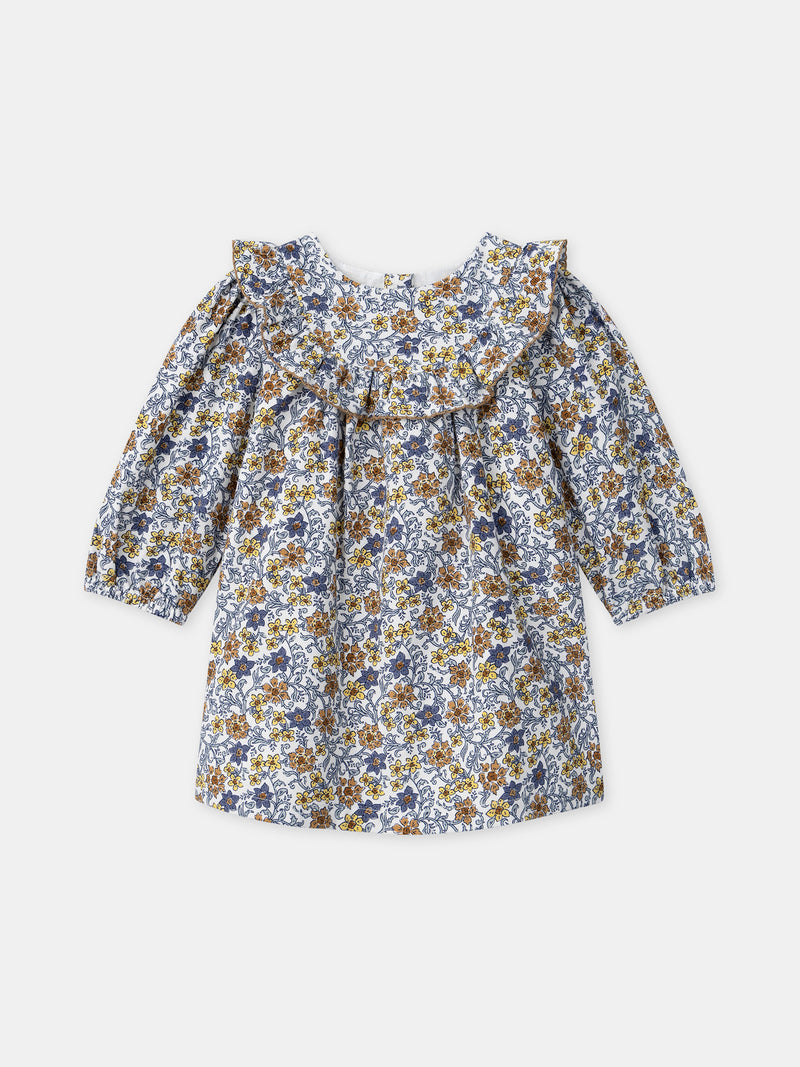 Vestido de terciopelo con estampado floral para niñas