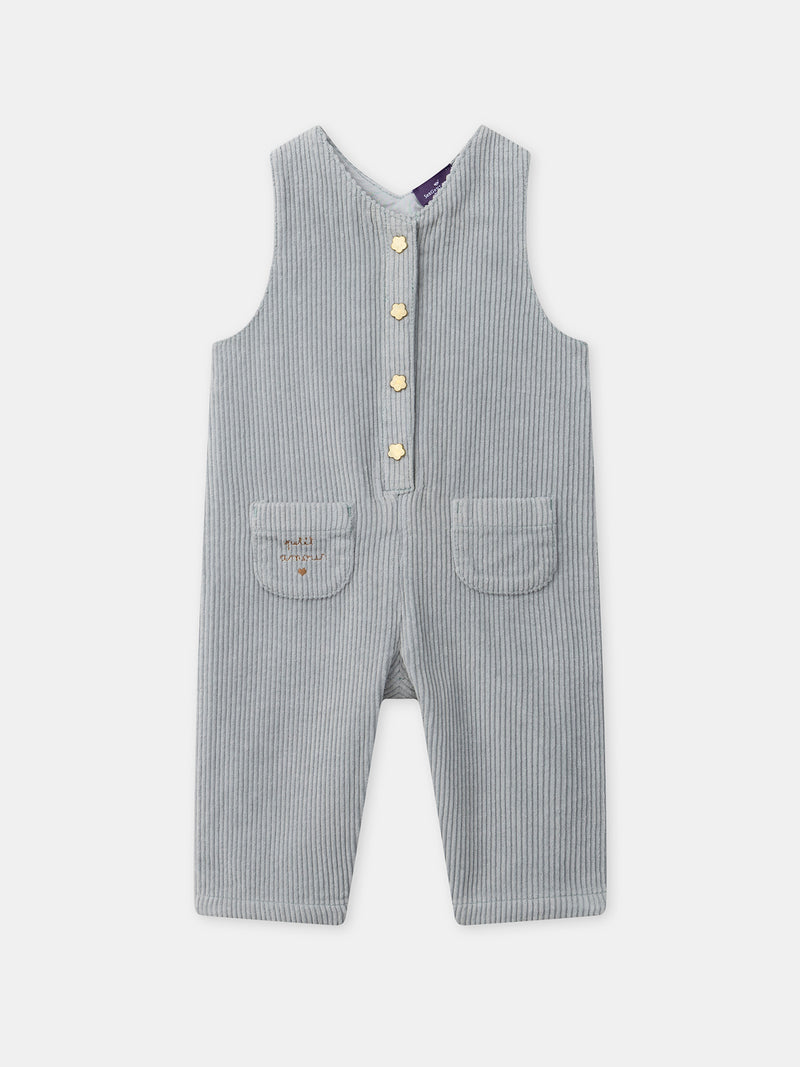 Overol de terciopelo azul gris para Bebé Niña