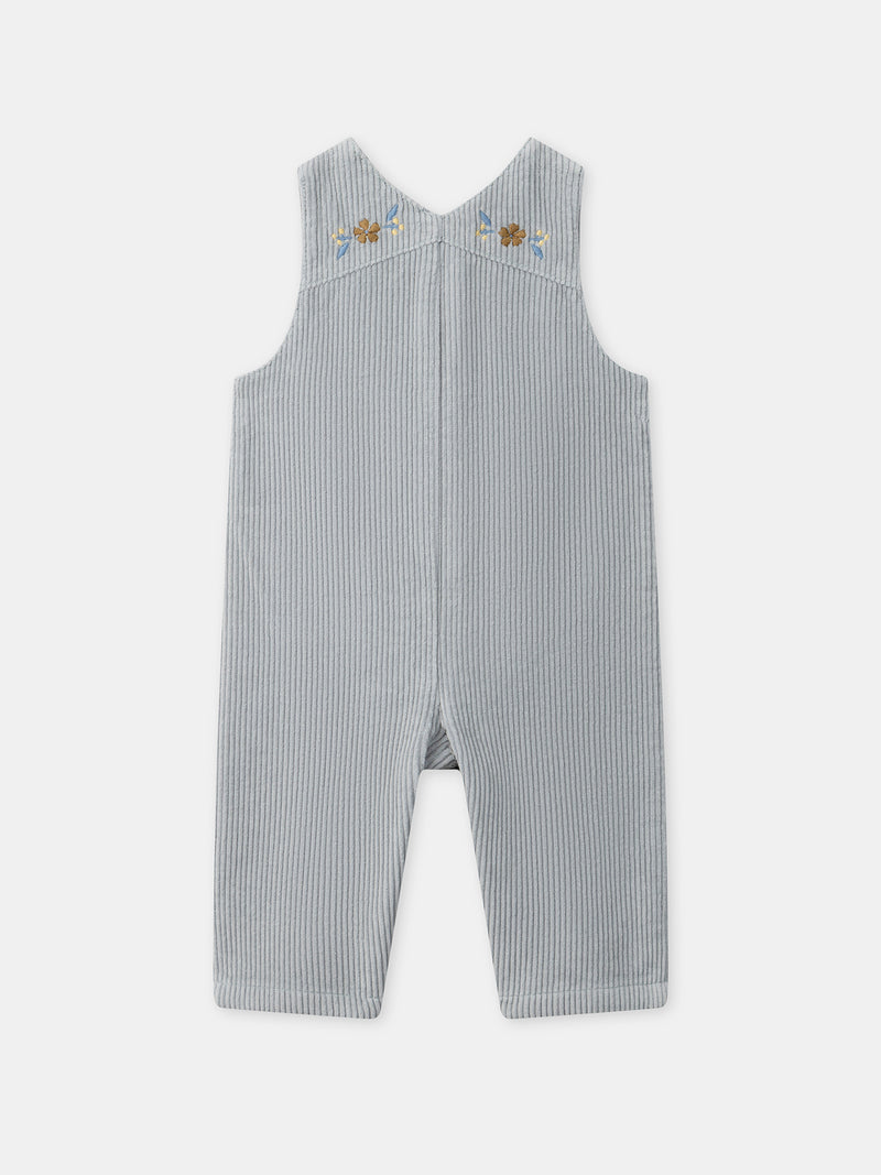 Overol de terciopelo azul gris para Bebé Niña