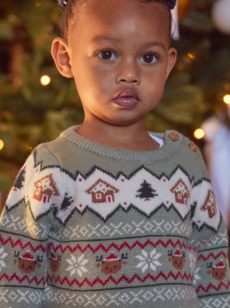 Suéter de Navidad verde salvia Unisex para bebés