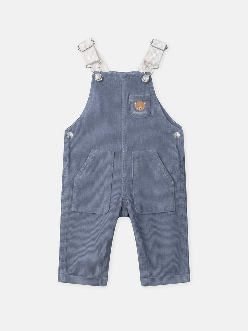 Overoles azul grisáceo de terciopelo para bebé niño