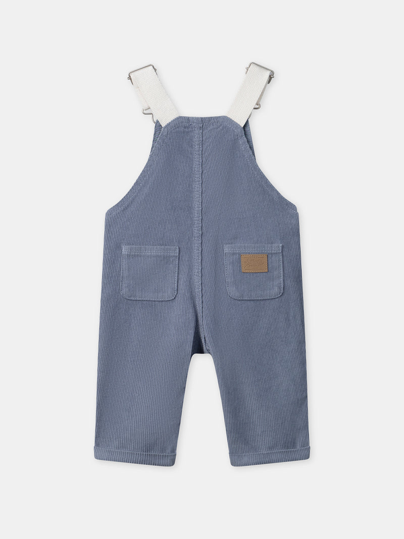 Overoles azul grisáceo de terciopelo para bebé niño