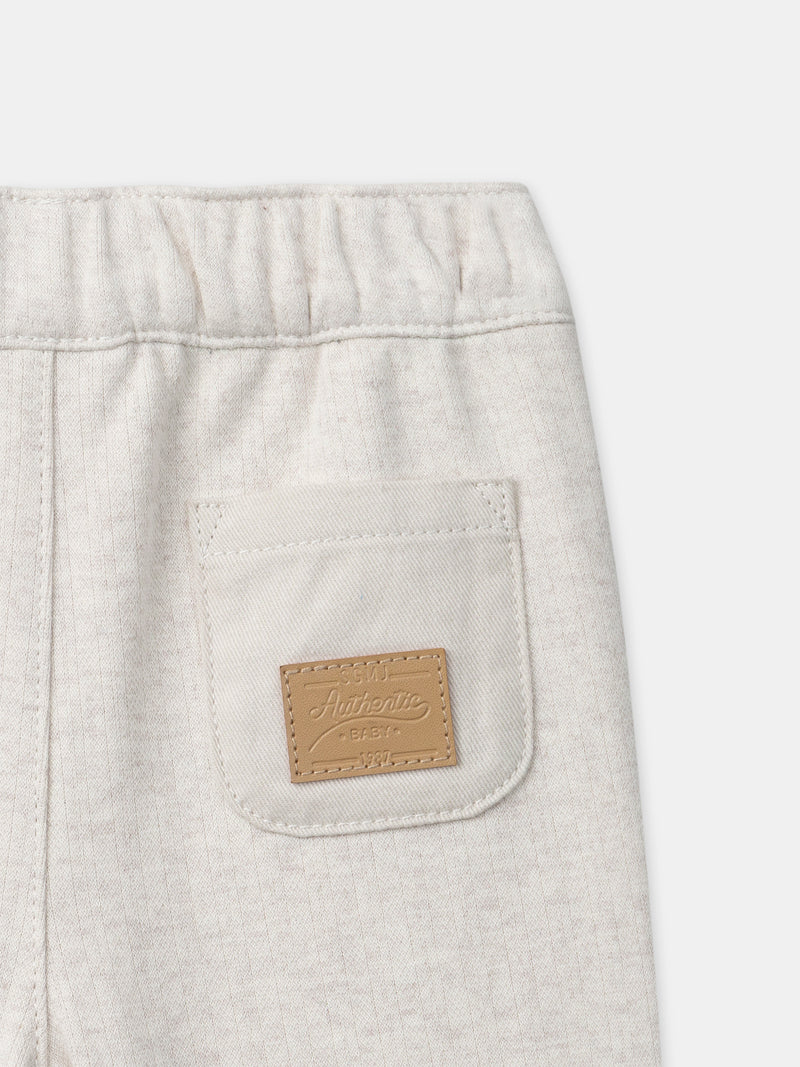 Pantalones ecru con cara de animal para bebé niño