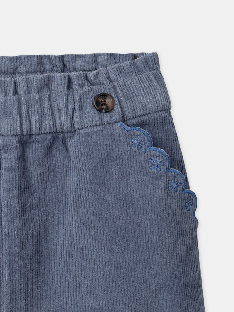 Jupe bleu en velours Fille