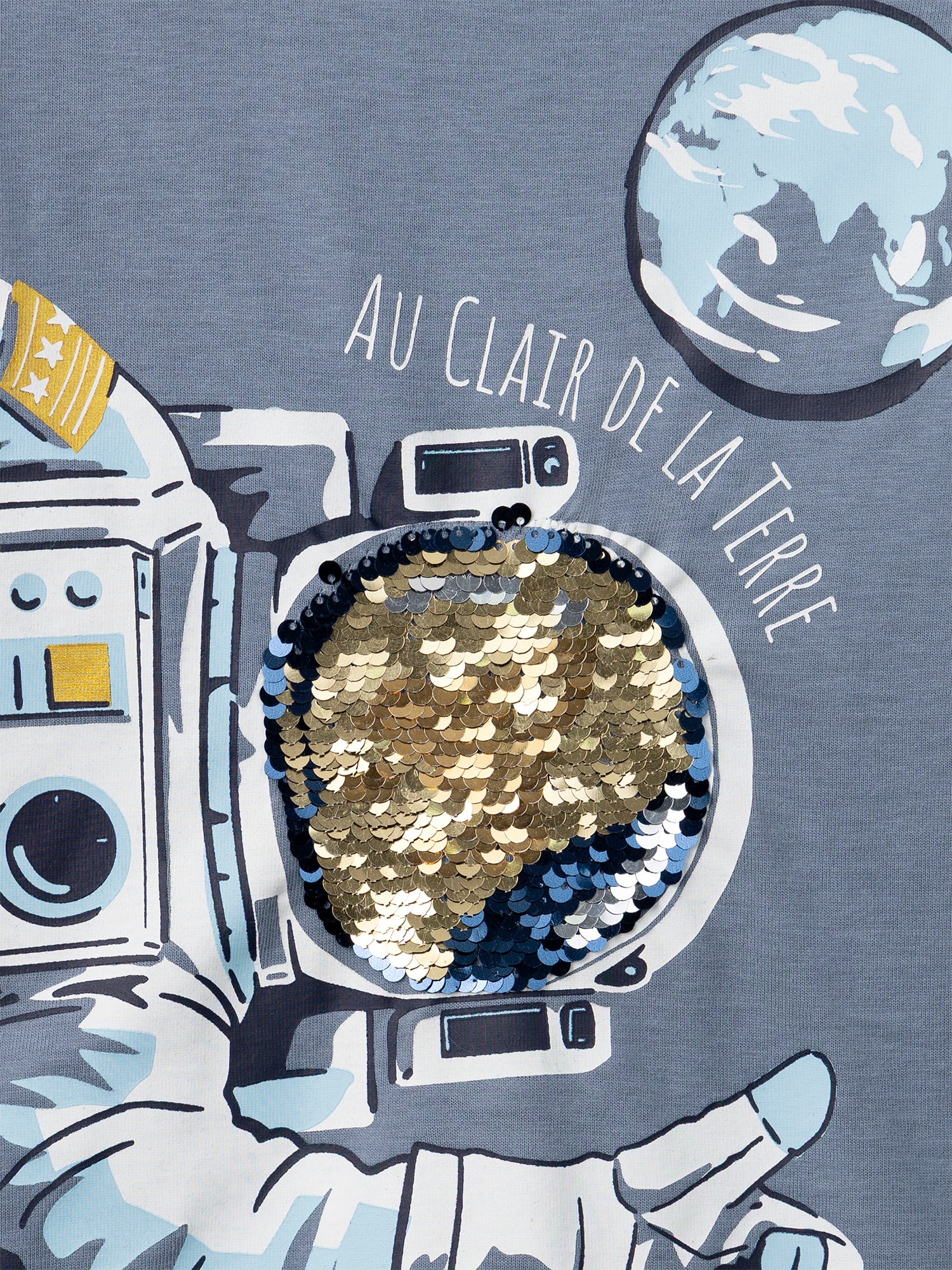 Camiseta gris de manga larga con estampado de astronauta para niño